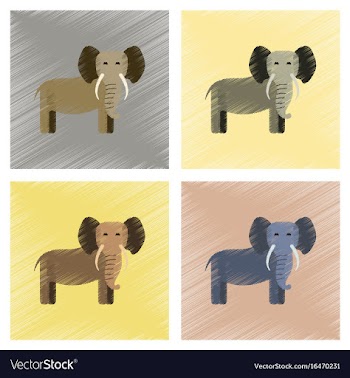 Assembly flat shading style icons cartoon elephant vector image