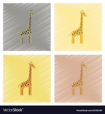 Assembly flat shading style icons cartoon giraffe vector image