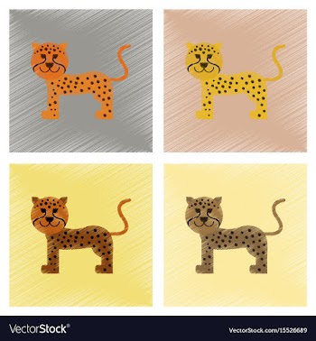 Assembly flat shading style icons cartoon leopard vector image