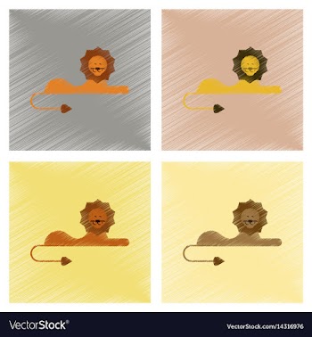 Assembly flat shading style icons cartoon lion vector image