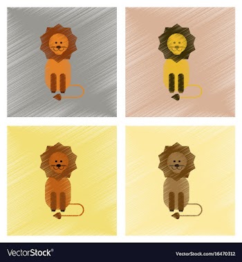Assembly flat shading style icons cartoon lion vector image