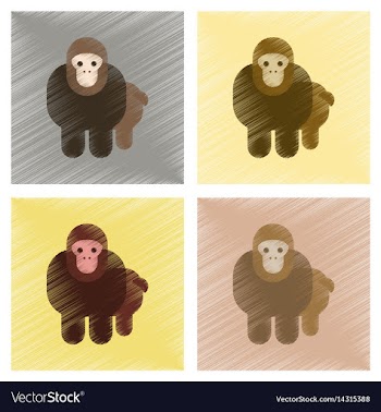 Assembly flat shading style icons cartoon monkey vector image