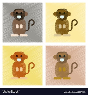 Assembly flat shading style icons cartoon monkey vector image