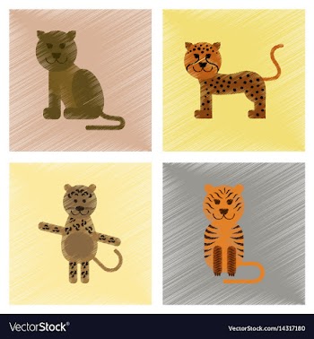 Assembly flat shading style icons cartoon panther vector image