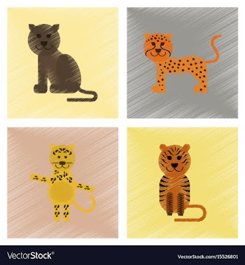 Assembly flat shading style icons cartoon panther vector image