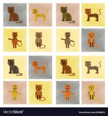 Assembly flat shading style icons cartoon panther vector image