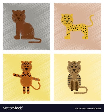Assembly flat shading style icons cartoon panther vector image