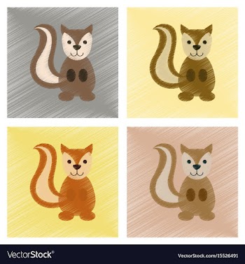 Assembly flat shading style icons cartoon squirrel vector image