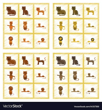 Assembly flat shading style icons cartoon tiger vector image