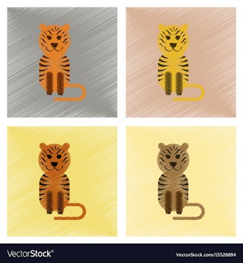 Assembly flat shading style icons cartoon tiger vector image