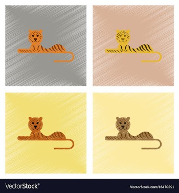Assembly flat shading style icons cartoon tiger vector image