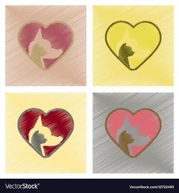 Assembly flat shading style icons cat dog heart vector image