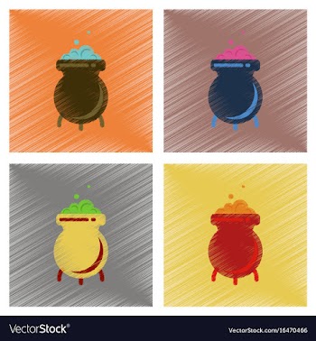 Assembly flat shading style icons cauldron vector image