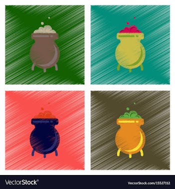 Assembly flat shading style icons cauldron witches vector image
