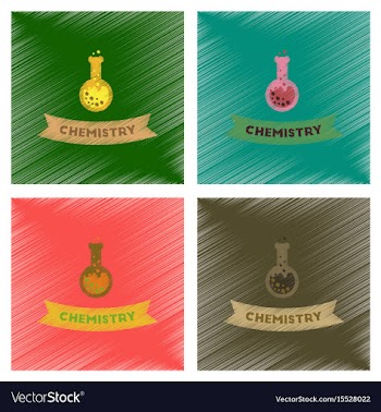 Assembly flat shading style icons chemistry lesson vector image