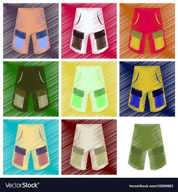 Assembly flat shading style icons clothes shorts vector image