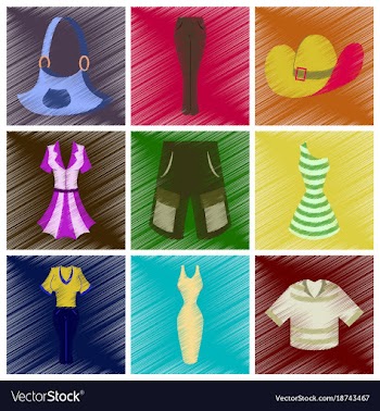 Assembly flat shading style icons clothes vector image