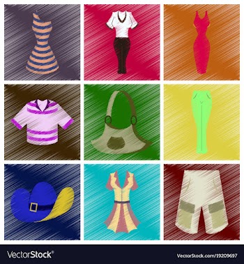 Assembly flat shading style icons clothes vector image