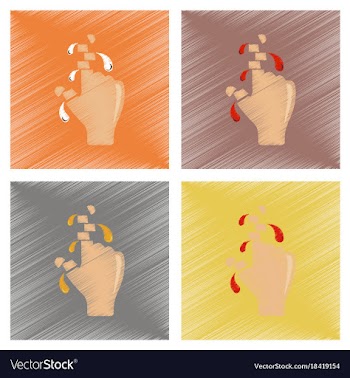 Assembly flat shading style icons cut fingers vector image