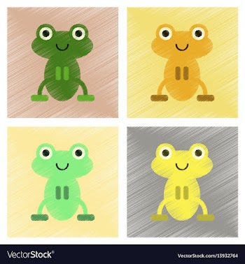 Assembly flat shading style icons cute frog vector image