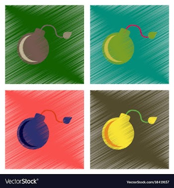 Assembly flat shading style icons dangerous bomb vector image