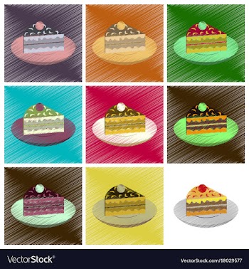 Assembly flat shading style icons desserts for vector image