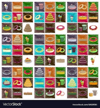 Assembly flat shading style icons desserts for vector image