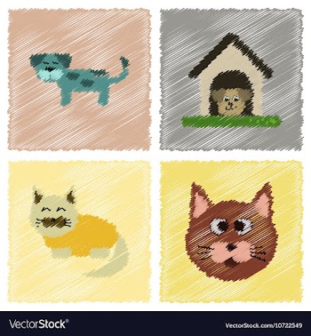 Assembly flat shading style icons dog cats pets vector image