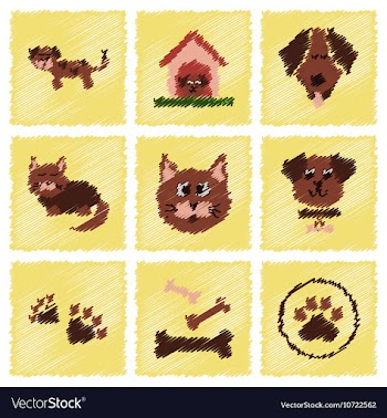 Assembly flat shading style icons dog cats pets vector image