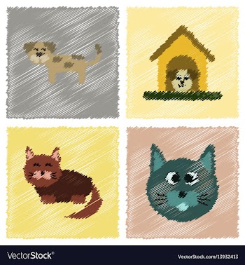 Assembly flat shading style icons dog cats pets vector image