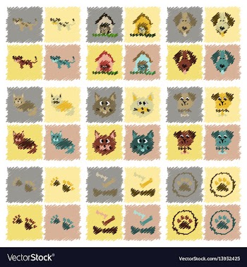 Assembly flat shading style icons dog cats pets vector image
