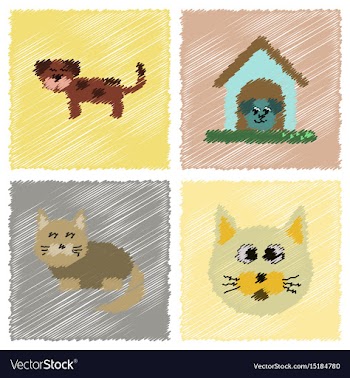 Assembly flat shading style icons dog cats pets vector image