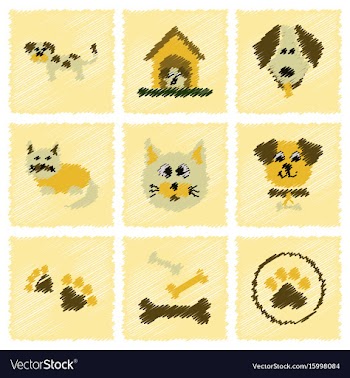 Assembly flat shading style icons dog cats pets vector image
