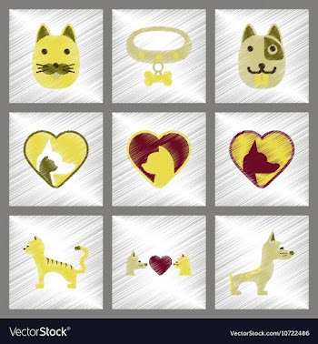 Assembly flat shading style icons dogs cats pets vector image