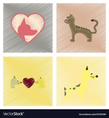 Assembly flat shading style icons dogs cats pets vector image