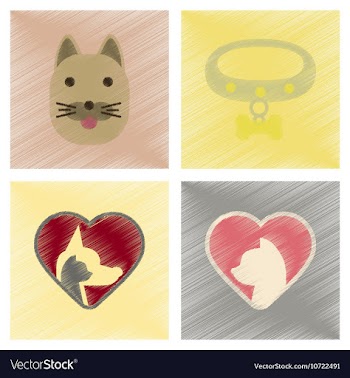 Assembly flat shading style icons dogs cats pets vector image