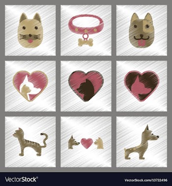 Assembly flat shading style icons dogs cats pets vector image