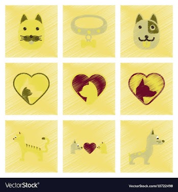 Assembly flat shading style icons dogs cats pets vector image