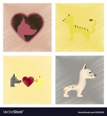 Assembly flat shading style icons dogs cats pets vector image