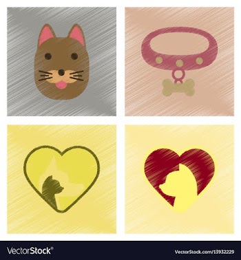 Assembly flat shading style icons dogs cats pets vector image