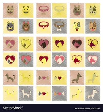 Assembly flat shading style icons dogs cats pets vector image