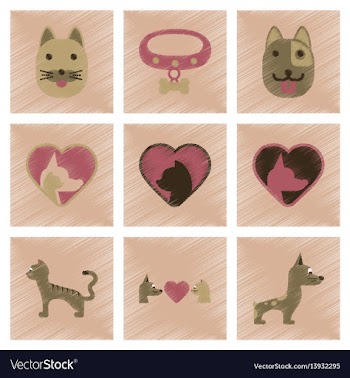 Assembly flat shading style icons dogs cats pets vector image