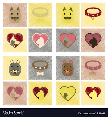 Assembly flat shading style icons dogs cats pets vector image
