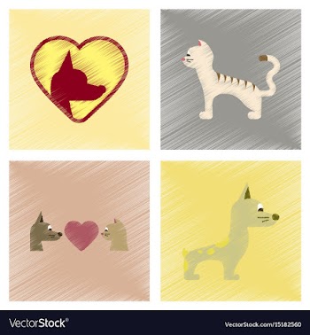 Assembly flat shading style icons dogs cats pets vector image