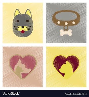 Assembly flat shading style icons dogs cats pets vector image