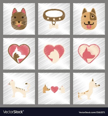 Assembly flat shading style icons dogs cats pets vector image