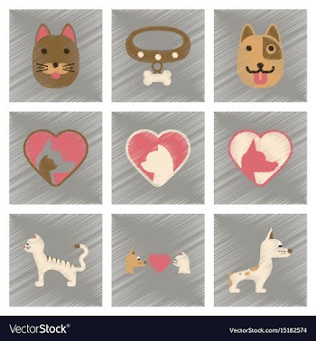 Assembly flat shading style icons dogs cats pets vector image