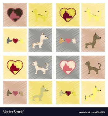 Assembly flat shading style icons dogs cats pets vector image