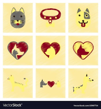Assembly flat shading style icons dogs cats pets vector image