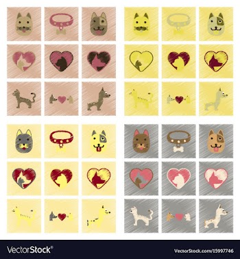 Assembly flat shading style icons dogs cats pets vector image